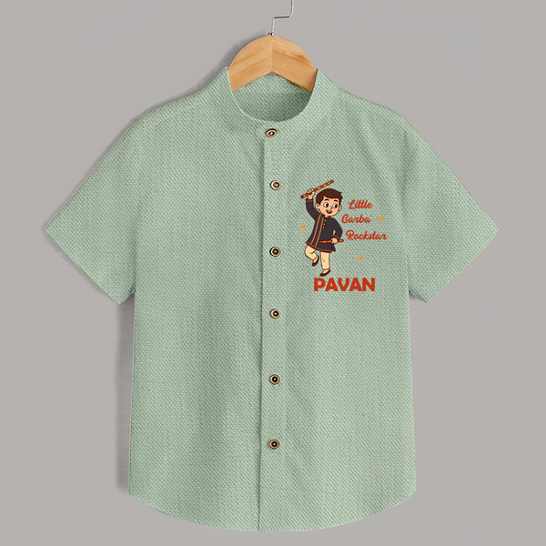 Little Garba Rockstar Personalized Shirt - MINT GREEN - 0 - 6 Months Old (Chest 23")