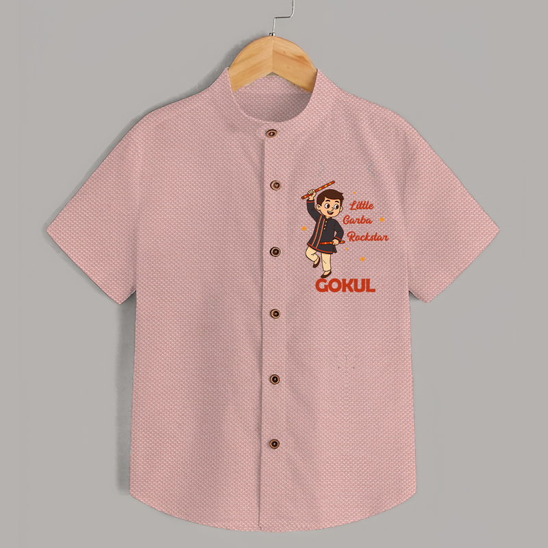 Little Garba Rockstar Shirt | Custom Baby Shirt for Dance Lovers - PEACH - 0 - 6 Months Old (Chest 23")