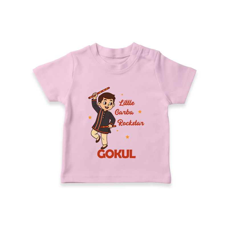 Little Garba Rockstar T-shirt | Custom Baby T-shirt for Dance Lovers - BABY PINK - 0-5 Months Old (Chest 17")