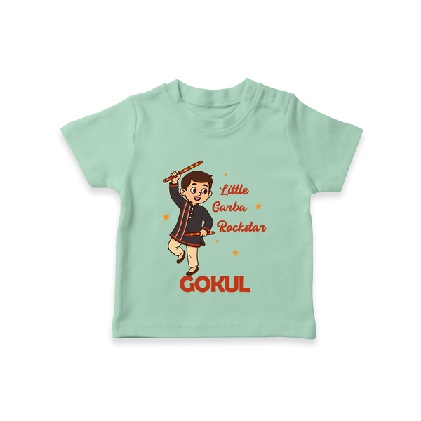Little Garba Rockstar T-shirt | Custom Baby T-shirt for Dance Lovers - MINT GREEN - 0-5 Months Old (Chest 17")