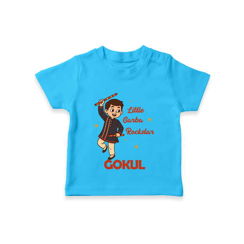 Little Garba Rockstar T-shirt | Custom Baby T-shirt for Dance Lovers - SKY BLUE - 0-5 Months Old (Chest 17")