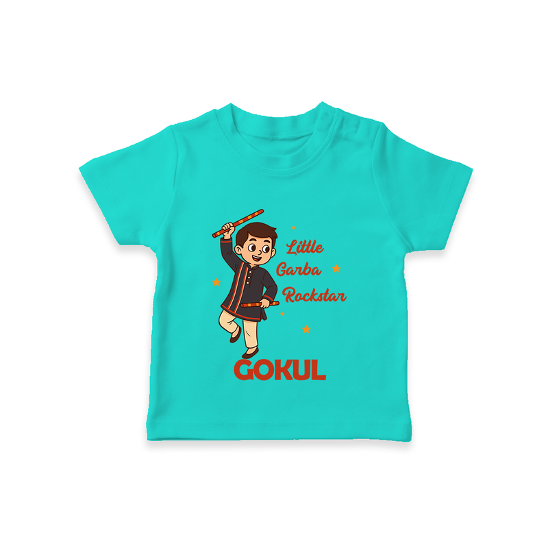 Little Garba Rockstar T-shirt | Custom Baby T-shirt for Dance Lovers - TEAL - 0-5 Months Old (Chest 17")