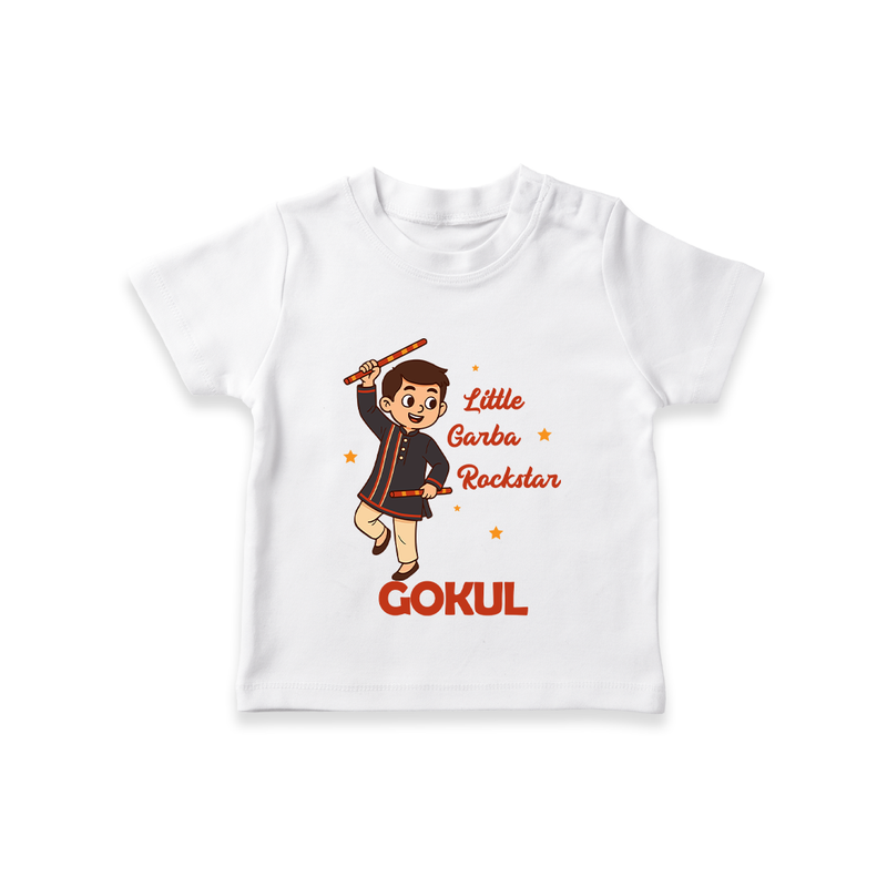 Little Garba Rockstar T-shirt | Custom Baby T-shirt for Dance Lovers - WHITE - 0-5 Months Old (Chest 17")