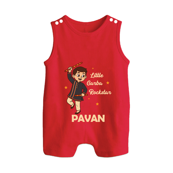 Chota Dandiya Don Personalized Button Romper - RED - New Born (Chest 18")