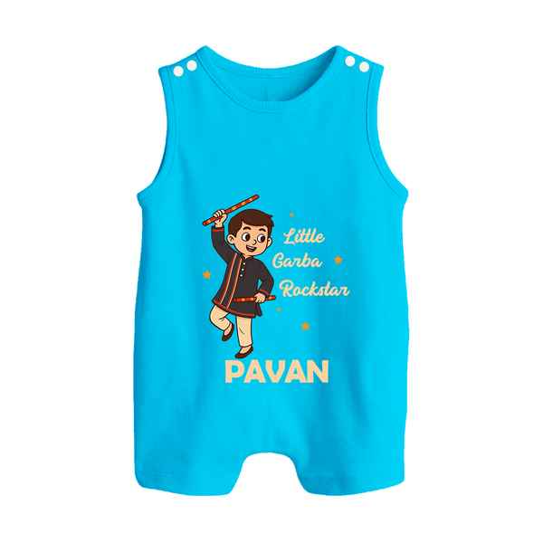 Chota Dandiya Don Personalized Button Romper - SKY BLUE - New Born (Chest 18")