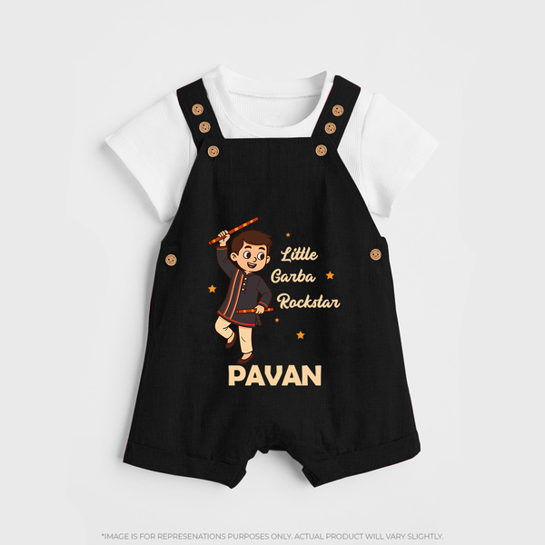 Chota Dandiya Don Personalized Dungaree - BLACK - 0 - 5 Months Old (Chest 18")