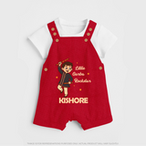 Little Garba Rockstar Dungaree Set | Custom Baby Dungaree Set for Dance Lovers - RED - 0 - 5 Months Old (Chest 18")