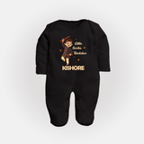 Little Garba Rockstar Sleep suit/full sleeve body suit | Custom Baby Sleep suit/full sleeve body suit for Dance Lovers - BLACK - New Born (Chest 7.5")
