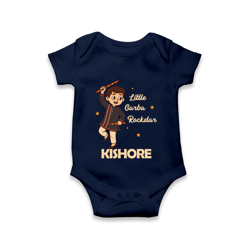 Little Garba Rockstar Romper/Onesie | Custom Baby Romper/Onesie for Dance Lovers - NAVY BLUE - New Born (Chest 14")