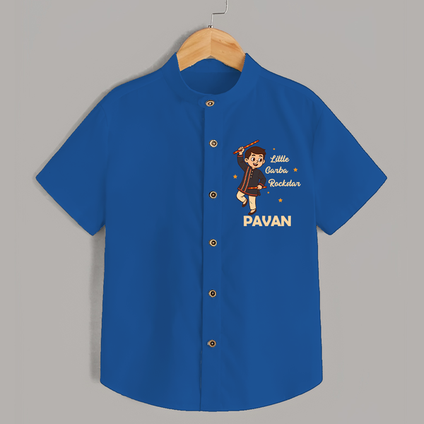 Little Garba Rockstar Personalized Shirt - COBALT BLUE - 0 - 6 Months Old (Chest 23")