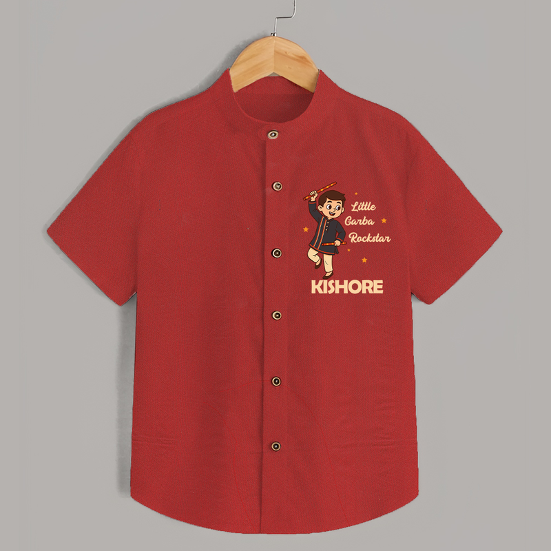 Little Garba Rockstar Shirt | Custom Baby Shirt for Dance Lovers - RED - 0 - 6 Months Old (Chest 23")