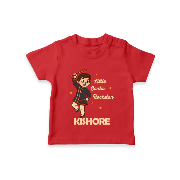Little Garba Rockstar T-shirt | Custom Baby T-shirt for Dance Lovers - RED - 0-5 Months Old (Chest 17")