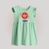 Little Garba Rockstar Personalized Baby Frock - MINT GREEN - 0 - 3 Months Old (Chest 17")
