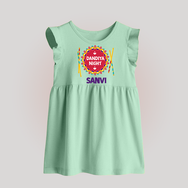 Little Garba Rockstar Personalized Baby Frock - MINT GREEN - 0 - 3 Months Old (Chest 17")