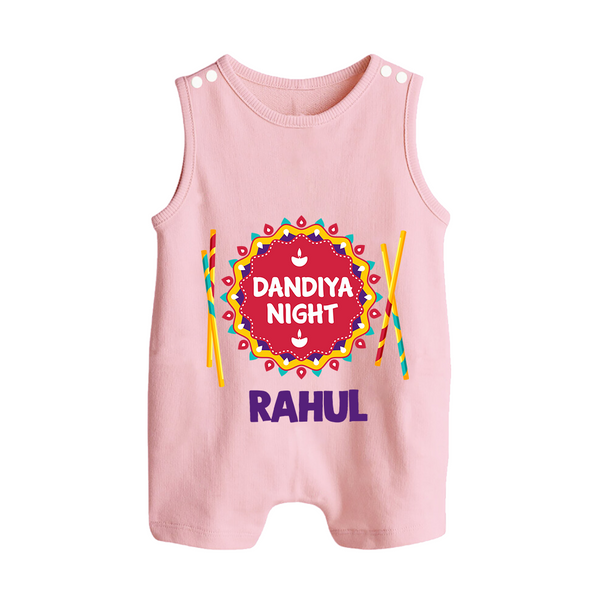 Little Garba Rockstar Personalized Button Romper - BABY PINK - New Born (Chest 18")