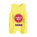 Little Garba Rockstar Personalized Button Romper - PASTEL YELLOW - New Born (Chest 18")