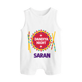 Dandiya Night Romper suit/sleeveless romper | Personalized Baby Romper suit/sleeveless romper for Festive Celebrations - WHITE - 0 - 5 Months Old (Chest 18")