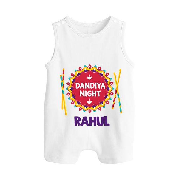 Little Garba Rockstar Personalized Button Romper - WHITE - New Born (Chest 18")