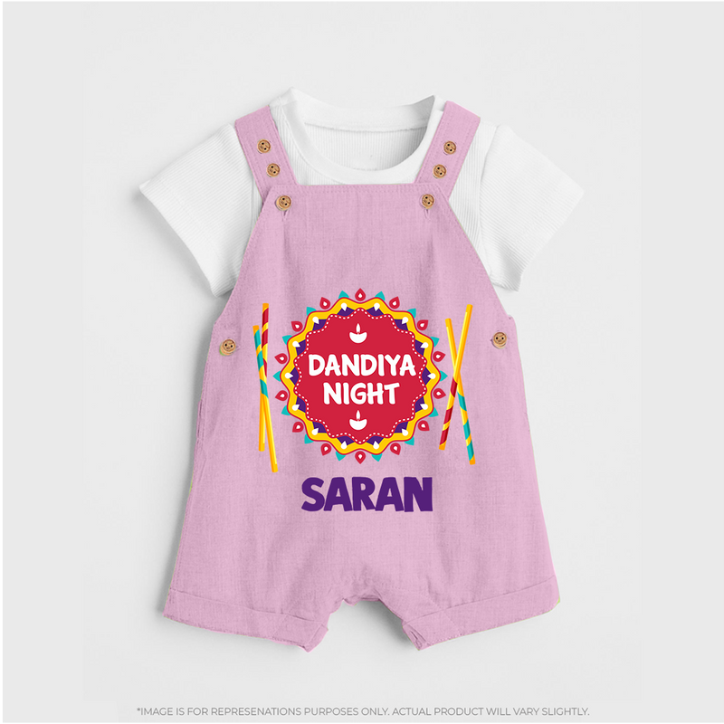 Dandiya Night Dungaree Set | Personalized Baby Dungaree Set for Festive Celebrations - BABY PINK - 0 - 5 Months Old (Chest 18")