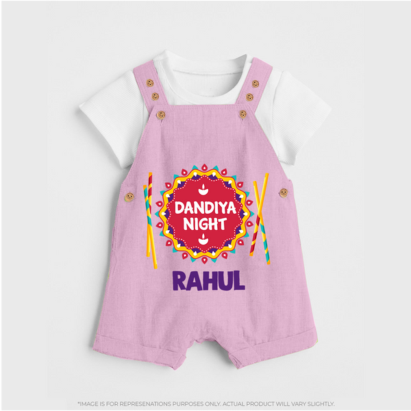 Little Garba Rockstar Personalized Dungaree - BABY PINK - 0 - 5 Months Old (Chest 18")