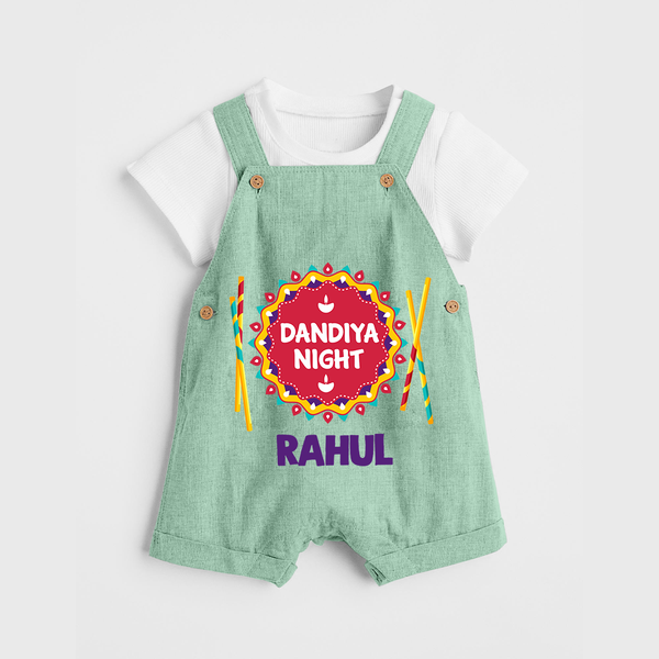Little Garba Rockstar Personalized Dungaree - MINT GREEN - 0 - 5 Months Old (Chest 18")