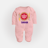 Dandiya Night Sleep suit/full sleeve body suit | Personalized Baby Sleep suit/full sleeve body suit for Festive Celebrations - BABY PINK - New Born (Chest 7.5")