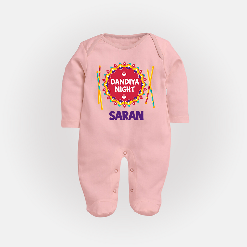 Dandiya Night Sleep suit/full sleeve body suit | Personalized Baby Sleep suit/full sleeve body suit for Festive Celebrations - BABY PINK - New Born (Chest 7.5")