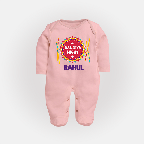 Little Garba Rockstar Personalized Full Body Suit - BABY PINK - New Born (Chest 7.5")