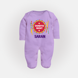 Dandiya Night Sleep suit/full sleeve body suit | Personalized Baby Sleep suit/full sleeve body suit for Festive Celebrations - LILAC - New Born (Chest 7.5")