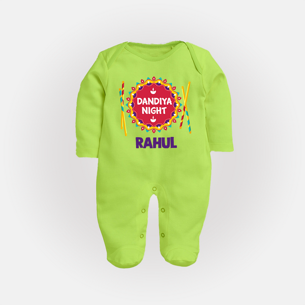 Little Garba Rockstar Personalized Full Body Suit - LIME GREEN - New Born (Chest 7.5")