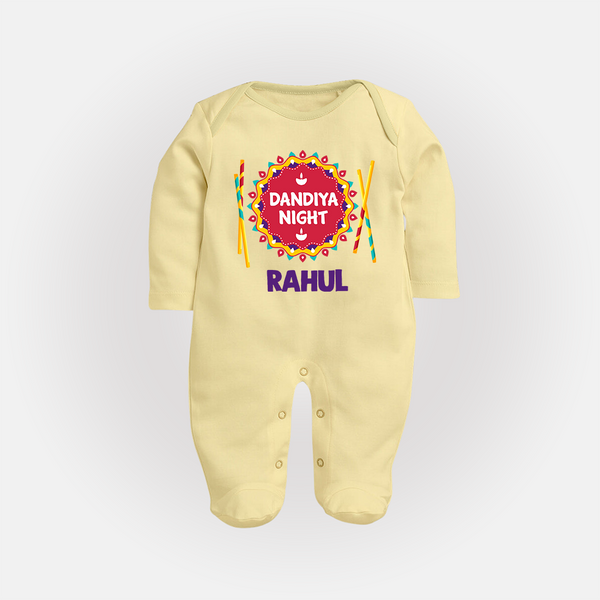 Little Garba Rockstar Personalized Full Body Suit - PASTEL YELLOW - New Born (Chest 7.5")