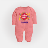 Dandiya Night Sleep suit/full sleeve body suit | Personalized Baby Sleep suit/full sleeve body suit for Festive Celebrations - PEACH - New Born (Chest 7.5")