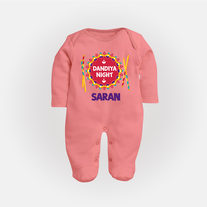 Dandiya Night Sleep suit/full sleeve body suit | Personalized Baby Sleep suit/full sleeve body suit for Festive Celebrations - PEACH - New Born (Chest 7.5")