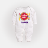 Dandiya Night Sleep suit/full sleeve body suit | Personalized Baby Sleep suit/full sleeve body suit for Festive Celebrations - WHITE - New Born (Chest 7.5")