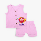 Little Garba Rockstar Personalized Jabla Set - BABY PINK - 0 - 3 Months Old (Chest 9.8")