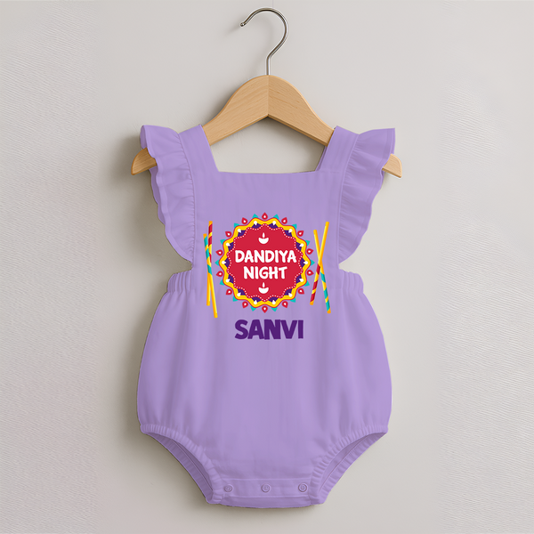 Little Garba Rockstar Personalized Romper Frock - LILAC - 0 - 3 Months Old (Chest 19")