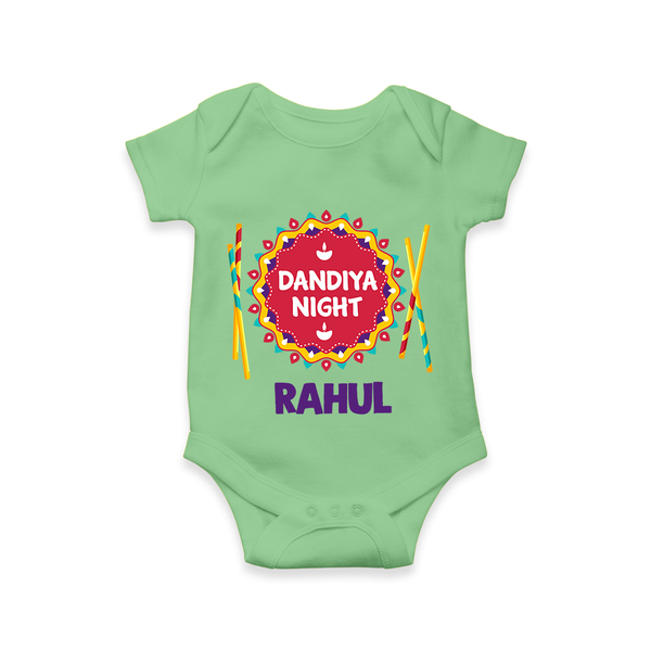 Little Garba Rockstar Personalized Romper - GREEN - New Born (Chest 14")