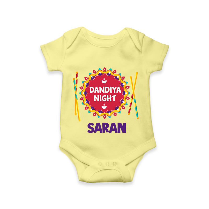 Dandiya Night Romper/Onesie | Personalized Baby Romper/Onesie for Festive Celebrations - PASTEL YELLOW - New Born (Chest 14")