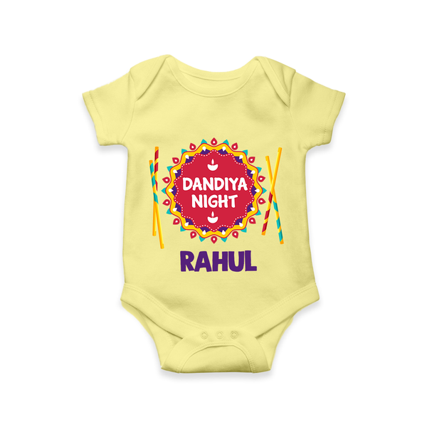 Little Garba Rockstar Personalized Romper - PASTEL YELLOW - New Born (Chest 14")