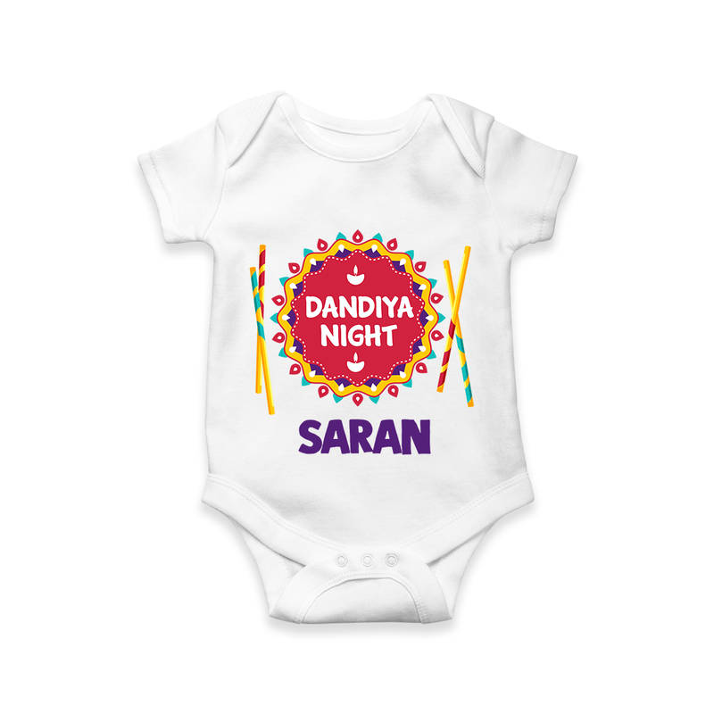 Dandiya Night Romper/Onesie | Personalized Baby Romper/Onesie for Festive Celebrations - WHITE - New Born (Chest 14")