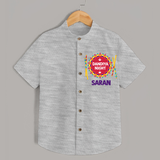Dandiya Night Shirt | Personalized Baby Shirt for Festive Celebrations - GREY - 0 - 6 Months Old (Chest 23")