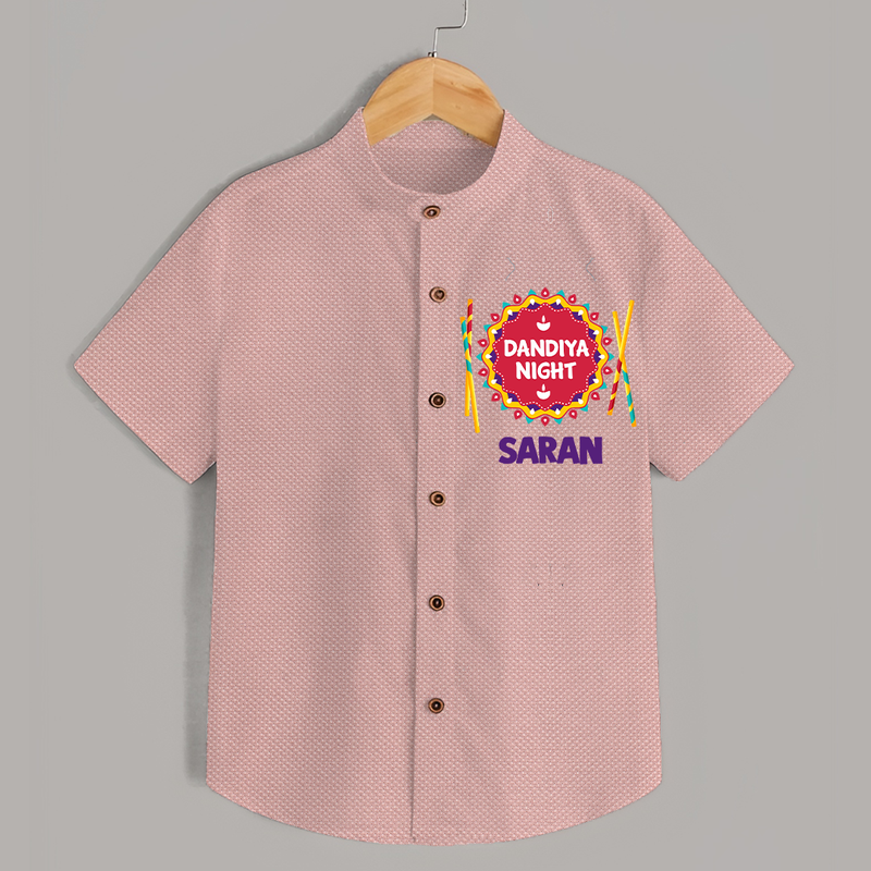 Dandiya Night Shirt | Personalized Baby Shirt for Festive Celebrations - PEACH - 0 - 6 Months Old (Chest 23")