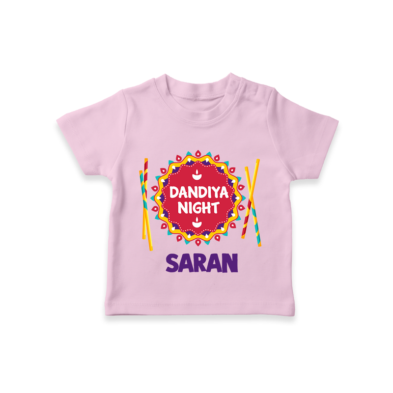Dandiya Night T-shirt | Personalized Baby T-shirt for Festive Celebrations - BABY PINK - 0-5 Months Old (Chest 17")