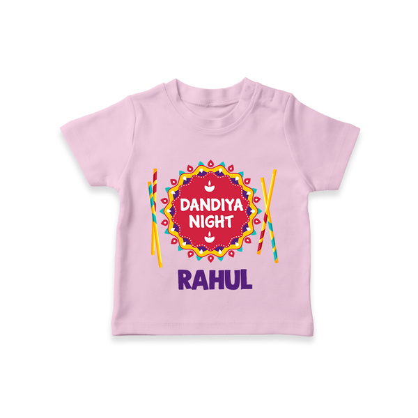 Little Garba Rockstar Personalized T Shirt - BABY PINK - 0-5 Months Old (Chest 17")