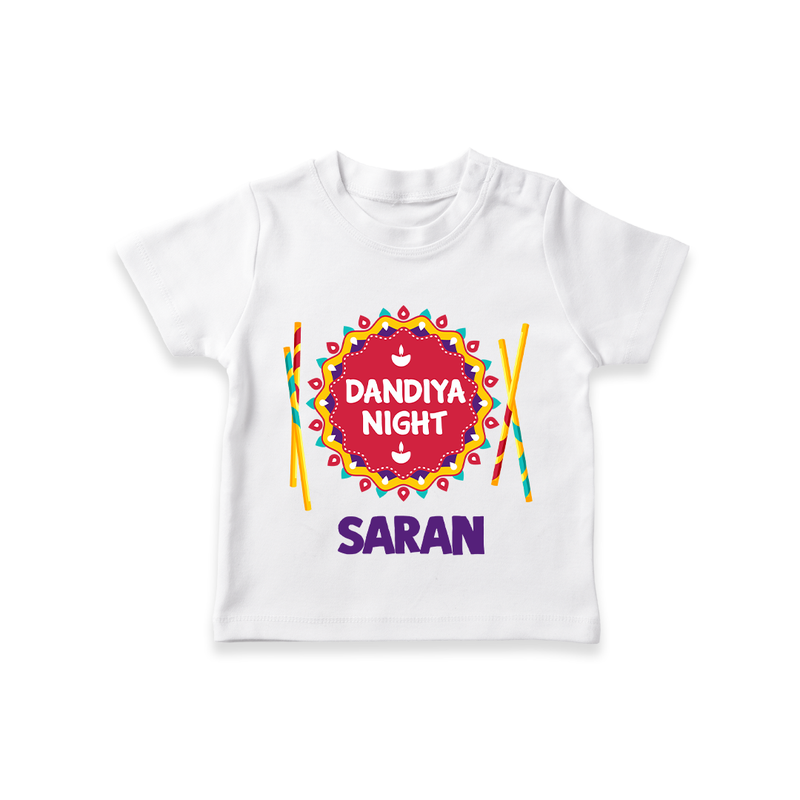 Dandiya Night T-shirt | Personalized Baby T-shirt for Festive Celebrations - WHITE - 0-5 Months Old (Chest 17")