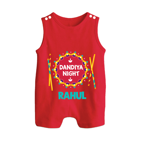 Little Garba Rockstar Personalized Button Romper - RED - New Born (Chest 18")
