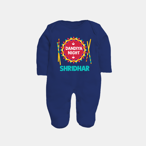 Dandiya Night Sleep suit/full sleeve body suit | Personalized Baby Sleep suit/full sleeve body suit for Festive Celebrations - NAVY BLUE - New Born (Chest 7.5")