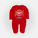 Little Garba Rockstar Personalized Full Body Suit - RED - New Born (Chest 7.5")