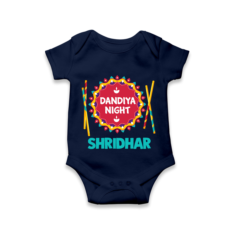 Dandiya Night Romper/Onesie | Personalized Baby Romper/Onesie for Festive Celebrations - NAVY BLUE - New Born (Chest 14")