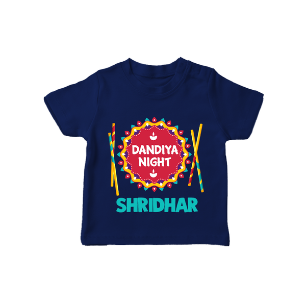 Dandiya Night T-shirt | Personalized Baby T-shirt for Festive Celebrations - NAVY BLUE - 0-5 Months Old (Chest 17")